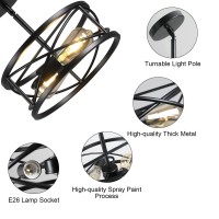 Karjearl Farmhouse Semi Flush Mount Ceiling Light, D11.8 Inches Black Industrial Sloped Ceiling Light Fixtures Vintage Metal Cage Ceiling Lamp For Kitchen Hallway Entryway Laundry Room Bedroom