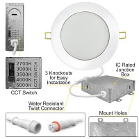 Nuwatt 6 Pack 4 Inch Ultrathin Led Recessed Lighting 5Cct 2700K3000K3500K4000K5000K Selectable 630Lm 9W Ic Rated Dimm