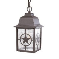 Coramdeo Country Star Outdoor Farmhouse Pendant Light For Patios, Porches, And More, E26 Standard Socket, Suitable For Damp Location, Rust Finished Cast Aluminum With Seedy Glass