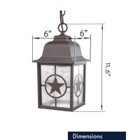 Coramdeo Country Star Outdoor Farmhouse Pendant Light For Patios, Porches, And More, E26 Standard Socket, Suitable For Damp Location, Rust Finished Cast Aluminum With Seedy Glass