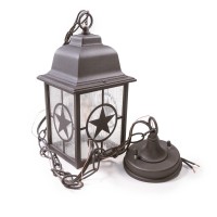 Coramdeo Country Star Outdoor Farmhouse Pendant Light For Patios, Porches, And More, E26 Standard Socket, Suitable For Damp Location, Rust Finished Cast Aluminum With Seedy Glass