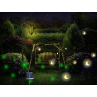 Wskvlcg Solar Powered Firefly Lights, 9 Led Firefly Automated Pulsating String Light Chasing Firefly Lights Lantern Solar Outdoor Waterproof(2 Pack)