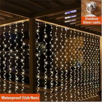 ZSJWL 300 LED Curtain Fairy Lights, Warm White, 9.8