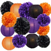 Paper Lanterns Decorative, 15Pcs Halloween Paper Lanterns For Halloween Party Decor, Indoor & Outdoor Spooky Home Decor