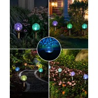 Hywgdlt 6 Pack Solar Outdoor Lights Garden, 7 Color Changing Solar Landscape Lights, Waterproof Cracked Glass Ball Led Solar Pathway Lights For Patio Garden Pathway Walkway Decoration