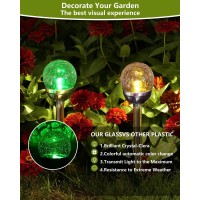 Hywgdlt 6 Pack Solar Outdoor Lights Garden, 7 Color Changing Solar Landscape Lights, Waterproof Cracked Glass Ball Led Solar Pathway Lights For Patio Garden Pathway Walkway Decoration