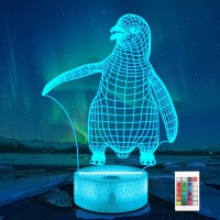 Ammonite Penguin Night Light, 3D Lamp 3D Illusion Light Animals Lamp For Kids 16 Colors Changing With Remote And Timer, Kids Bedroom Decor As Xmas Holiday Birthday Gifts For Boys Girls