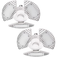 Luxrite 2-Pack Led Garage Light 80W, 8000 Lumens, Deformable Led Garage Lights, 5000K Bright White, 3 Panel Led Garage Light, E26 Screw In Shop Light, Adjustable Garage Light, Damp Rated, Etl Listed