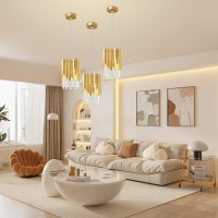 Biewalk Modern Crystal Chandeliers Pendant Light Fixtures For Kitchen Island Luxury Gold Pendant Light Perfect For Dining Room