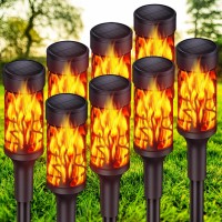 Bonlion 8 Pack Solar Outdoor Lights, Extra-Bright Solar Torch Lights With Dancing Flickering Flames For Garden Halloween Decorations Outdoor, Waterproof Yard Decor Halloween Lights For Pathway Patio