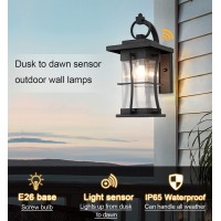 Eeru Dusk To Dawn Outdoor Wall Lantern Exterior Light Fixtures Wall Mount Porch Light With Photocell Sensor Waterproof Outside W