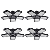 Mefflypee 4 Pack Led Garage Lights, 120W Deformable Led Garage Ceiling Lights With 5 Adjustable Panels, 12000Lm E26 Led Shop Lights For Garage, Basement, Barn, High Bay Light (4 Pack)