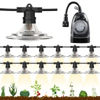 Espird Led Grow Light Plant Growing Lamps With Timer, Outdoor Waterproof Grow Light String Grow Lights For Greenhouse, Full Spectrum Grow Light For Seeding Veg Flowers 12 Lights