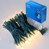 Lucky Shine 100 Led Warm White Christmas Lights Commercial Grade Green Wire String Lights 35 Ft For Indoor Outdoor House Gard