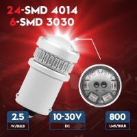 Vehicode 12V/24V 7507 Led Bulb Red 5009 Ry10W 12093 Py21W Led Turn Signal Bulb 12496 Bau15S Projector Mini Replacement For Car Motorcycle Electric Scooter Turning Light Blinker Lamp (2 Pack)