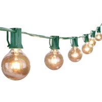 Outdoor Patio String Lights 100Feet G40 Backyard Lights With 104 5W Edison Clear Bulbs(4 Spare), Ul Listed Waterproof Hanging Lights For Balcony Porch Bistro Party Decor, C7 E12 Socket, Green