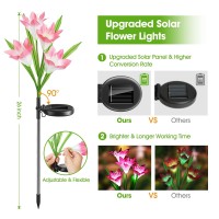 Solar Lights Outdoor Garden Decor, Letmy 6 Pack Upgraded Solar Garden Lights With 24 Lily Flowers, Waterproof Color Changing Outdoor Lights Solar Powered Flower Lights For Patio Yard Garden Decoration