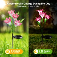 Solar Lights Outdoor Garden Decor, Letmy 6 Pack Upgraded Solar Garden Lights With 24 Lily Flowers, Waterproof Color Changing Outdoor Lights Solar Powered Flower Lights For Patio Yard Garden Decoration