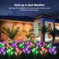 Solar Lights Outdoor Garden Decor, Letmy 6 Pack Upgraded Solar Garden Lights With 24 Lily Flowers, Waterproof Color Changing Outdoor Lights Solar Powered Flower Lights For Patio Yard Garden Decoration