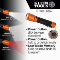 Klein Tools 56413 Rechargeable 2-Color Led Flashlight, Holster, Spotlight, Floodlight, Red Led, 1000 Lumens, Usb Cable, Camping, Hunting