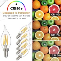 E12 Ca11 4W 2700K Chandelier Led Light Bulbs,40W Equivalent, E12 2700K Dimmable Vintage Edison Bulbs, 4W High Brightness Soft White 400Lm, Livingroom Ceiling Decor Retro Clear Glass Flame Candle Bulbs