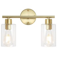 Mrhyswd 2 Light Bathroom Light Fixtures Over Mirror Brushed Nickel Vanity Lighting Fixtures Mid Century Modern Wall Sconce Vintage Indoor Wall Lamp For Hallway, Bedroom (Bulbs Not Included)