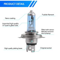 ENERgETIc SMARTER LIgHTINg 9003 H3 car Halogen Headlight Bulb 5000K Super White Light P43t 12V55W 2000 Lumens 1200 Hours IP67 2 Pack 2Yr Warranty