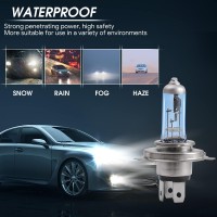 ENERgETIc SMARTER LIgHTINg 9003 H3 car Halogen Headlight Bulb 5000K Super White Light P43t 12V55W 2000 Lumens 1200 Hours IP67 2 Pack 2Yr Warranty