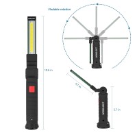 Led Rechargeable Flash Lights Vagocom Automotive Tools For Mens Dad Cordless Worklight With Magnetic Base 360 Rotate 5 Modes Bri