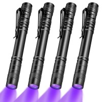 Honoson 4 Pieces Uv Black Light Flashlight Small Blacklight Flashlights Pen Lights For Leak Pet Urine Hotel Inspection Dry St