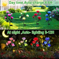 Angmln 4 Pack Solar Garden Lights Solar Flower Lights Outdoor Waterproof With 20 Head Rose 7Color Changing Landscape Lights Fo