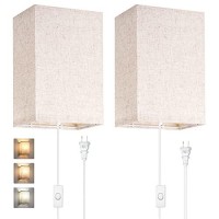 Avv Wall Sconces,Plug In Wall Sconces 3 Color Temperature 2700K 4000K 5000K,Wall Lamp With Plug In Cord And On/Off Switch,Fabric Linen Shade,No Wiring Required,Wall Lights For Bedroom Living Room