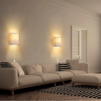 Avv Wall Sconces,Plug In Wall Sconces 3 Color Temperature 2700K 4000K 5000K,Wall Lamp With Plug In Cord And On/Off Switch,Fabric Linen Shade,No Wiring Required,Wall Lights For Bedroom Living Room