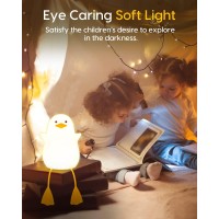 Amaredom Night Light For Kids With 2 Color Changing Mode & Dimming Function, Rechargeable Led Night Light With 20 Minutes Timer & Tap Control - Cute Duck Shape