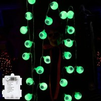 16.4Ft 30 Led Halloween Decorations Eyeball String Lights Decor Clearance For Home-Battery Operated W/8 Modes Twinkle Green Lights For Indoor Outdoor Halloween Party Supplies Garden Yard Decoration