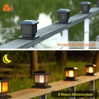 Maggift 6 Pack Solar Flame Post Lights, Outdoor Brightness 72 Smd Leds Flickering Flame Solar Powered Cap Light For Halloween Christmas, Fits 4X4, 5X5 Or 6X6 Wooden Posts, For Yard Fence Deck Or Patio