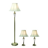 Accessorize your space with this tastefully designed lamp set It includes 2 table lamps and 1 floor lamp each with a white fabric shade to make beautifying your home a cinch Each lamp is enriched with an exquisite Antique Brass finish We believe that ligh