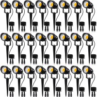 Sunvie 24 Pack Low Voltage Landscape Lights Led 12W Landscape Lighting With Connectors Acdc 12V24V Outdoor Spotlight Ip65 Wate