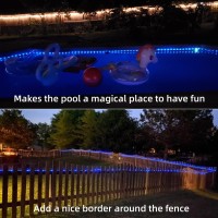 Yeguo Solar Pool Lights Outdoor Waterproof Led, 2 Pack Each 33Ft 100 Led Rope Lights Blue, Clear Pvc Tube String Lights