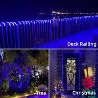 Yeguo Solar Pool Lights Outdoor Waterproof Led, 2 Pack Each 33Ft 100 Led Rope Lights Blue, Clear Pvc Tube String Lights