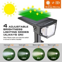 Everbrite 30 Leds Solar Landscape Spotlights Outdoor, Ip67 Waterproof Solar Powered Garden Lights, 2-In-1 Solar Outdoor Lights, 4 Modes Decorative Path Lights For Yard Porch Driveway, 2 Pack