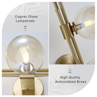 Fulesi 3-Light Glass Wall Sconces Mid Century Modern Globe Wall Light Fixtures Bathroom Vanity Lights With Glass Shade, Indoor Wall Light For Bedroom Living Room Hallway (Amber)