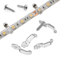 Mmsd 100 Pack Led Strip Light Mounting Brackets Strip Light Holder With 102 Screws Suit For 10Mm Wide Waterproof Strip Light