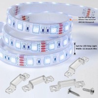 Mmsd 100 Pack Led Strip Light Mounting Brackets Led Strip Light Holder Led Tape Hook Rigid Clips With 202 Screws Suit For 12Mm W