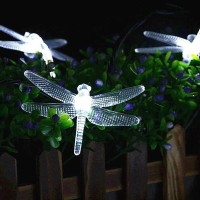 Cdiytool Dragonfly Solar Powered String Lights Outdoor Fairy Lights Solar Backyard Patio Garden Walkway Led Tree String Lights Landscape 20 Led Wire Lights Chrismas Party Wedding Decoration Cool White