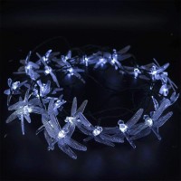 Cdiytool Dragonfly Solar Powered String Lights Outdoor Fairy Lights Solar Backyard Patio Garden Walkway Led Tree String Lights Landscape 20 Led Wire Lights Chrismas Party Wedding Decoration Cool White