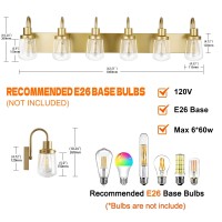 Yaohong Bathroom Vanity Light Fixtures In Painted Gold 6Light Farmhouse Vanity Light With Clear Glass Shades Bathroom Lightin