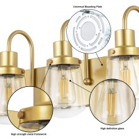 Yaohong Bathroom Vanity Light Fixtures In Painted Gold 6Light Farmhouse Vanity Light With Clear Glass Shades Bathroom Lightin