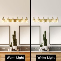 Yaohong Bathroom Vanity Light Fixtures In Painted Gold 6Light Farmhouse Vanity Light With Clear Glass Shades Bathroom Lightin