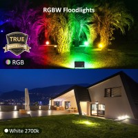 Novostella Rgb Led Flood Light Outdoor Color Changing Landscape Lighting With Remote Color Flowing 2700K White Ip66 40W Rgbw